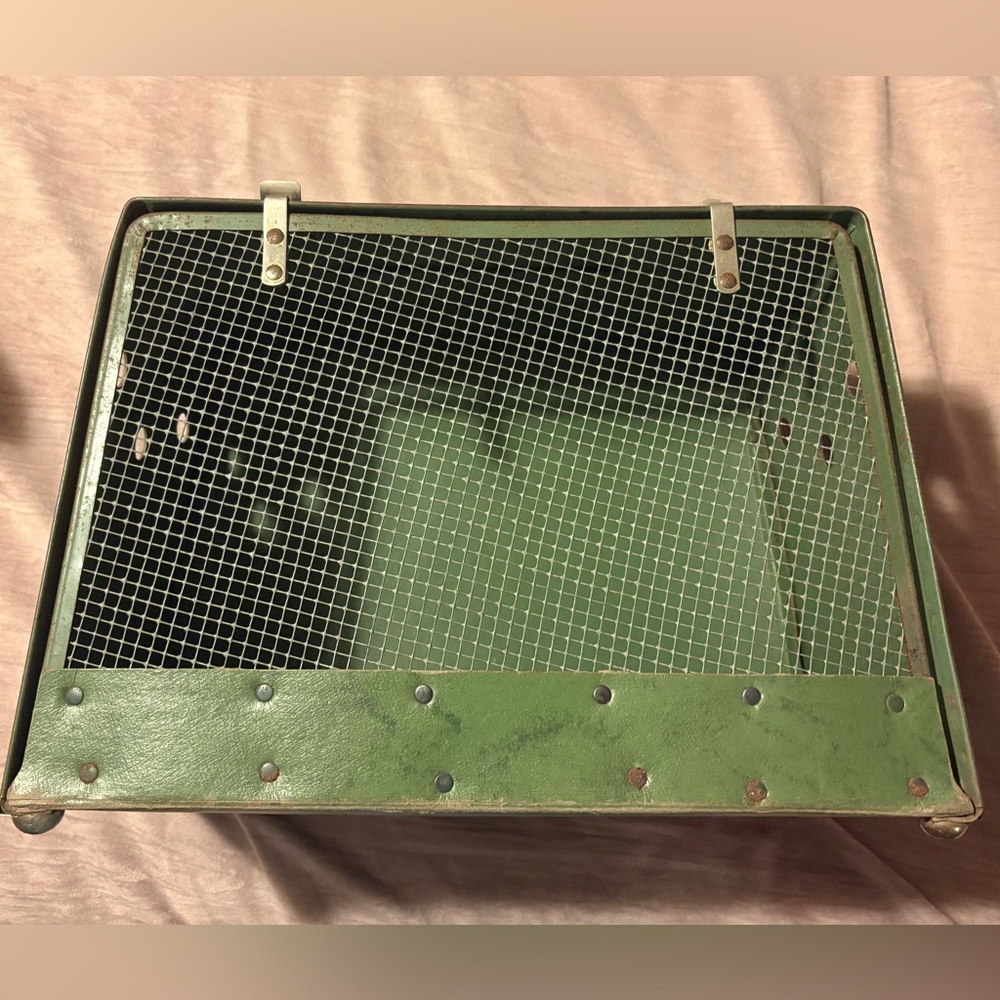 Vintage ALCO 1950s Green Metal small pet Carrier